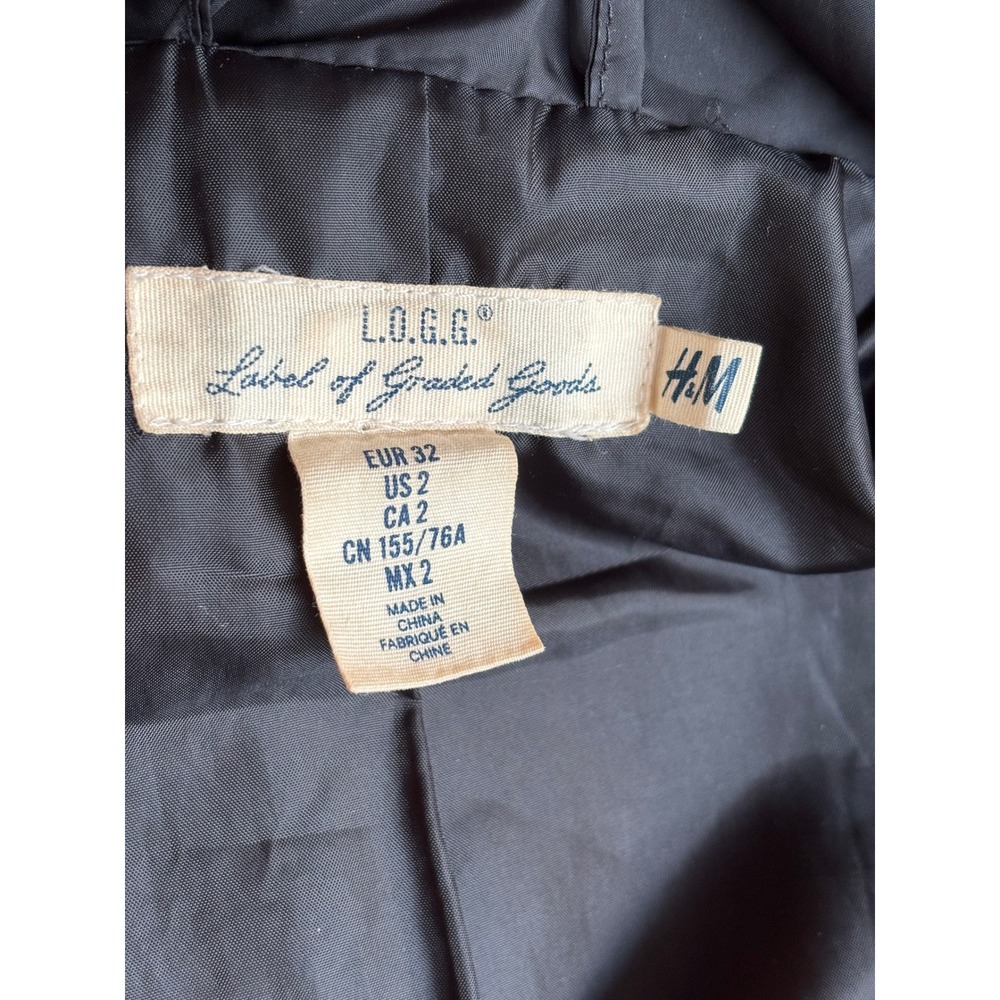 H&M L.O.G.G. Women Black Quilted Hooded Puffer Coat Jacket Size 2 0420102 4 - Picture 6 of 6